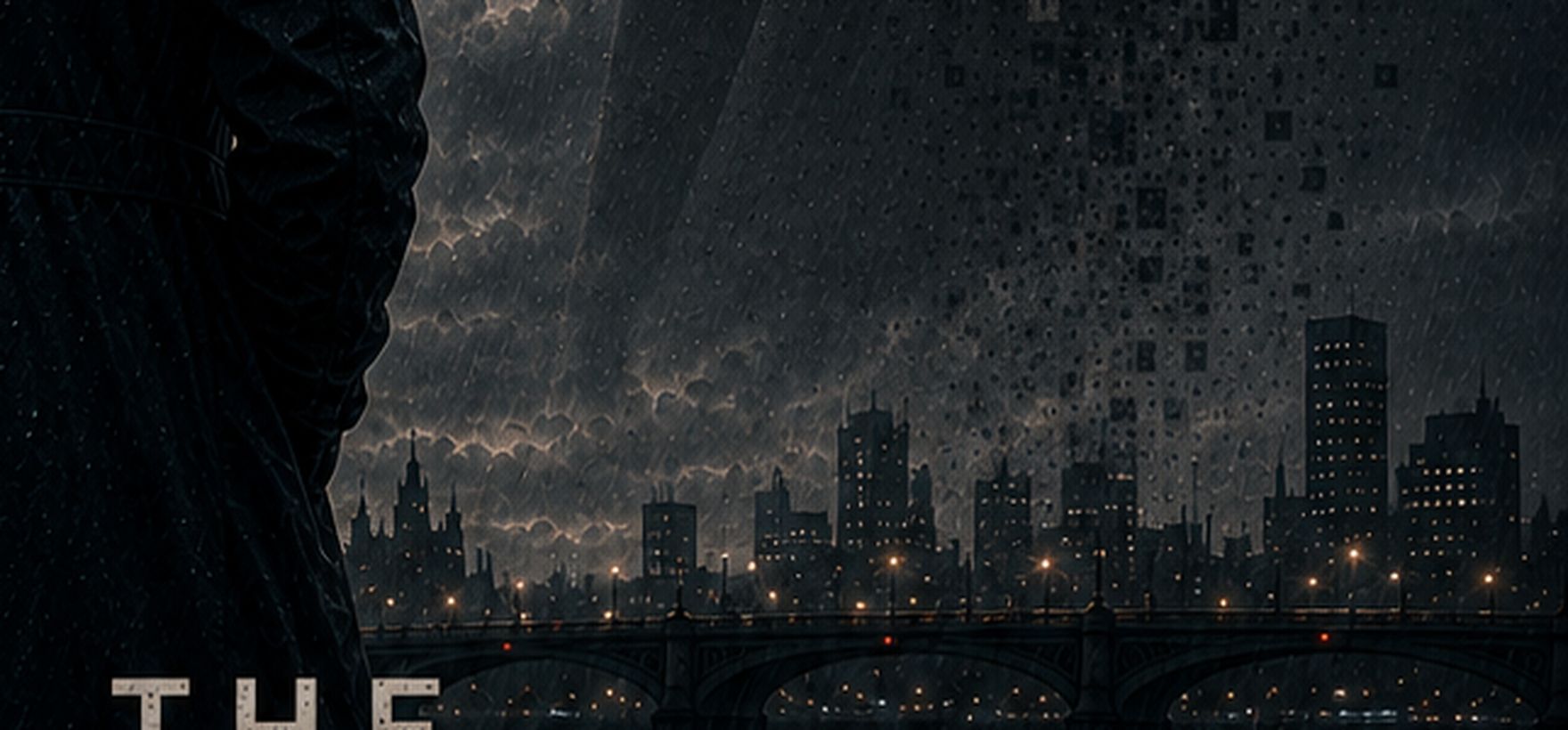 Detail of the cover: city lights on a river